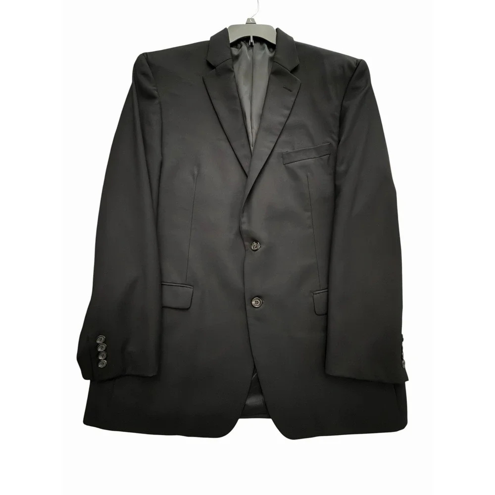 Lauren Ralph Lauren Size 46L Black 100% Wool Button Blazer Coat Mens #CCC11-1